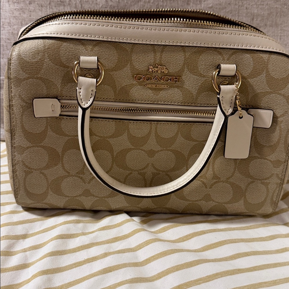 Coach Beige Signature Canvas Satchel with Matching Wristlet and Wallet - Picture 2 of 13